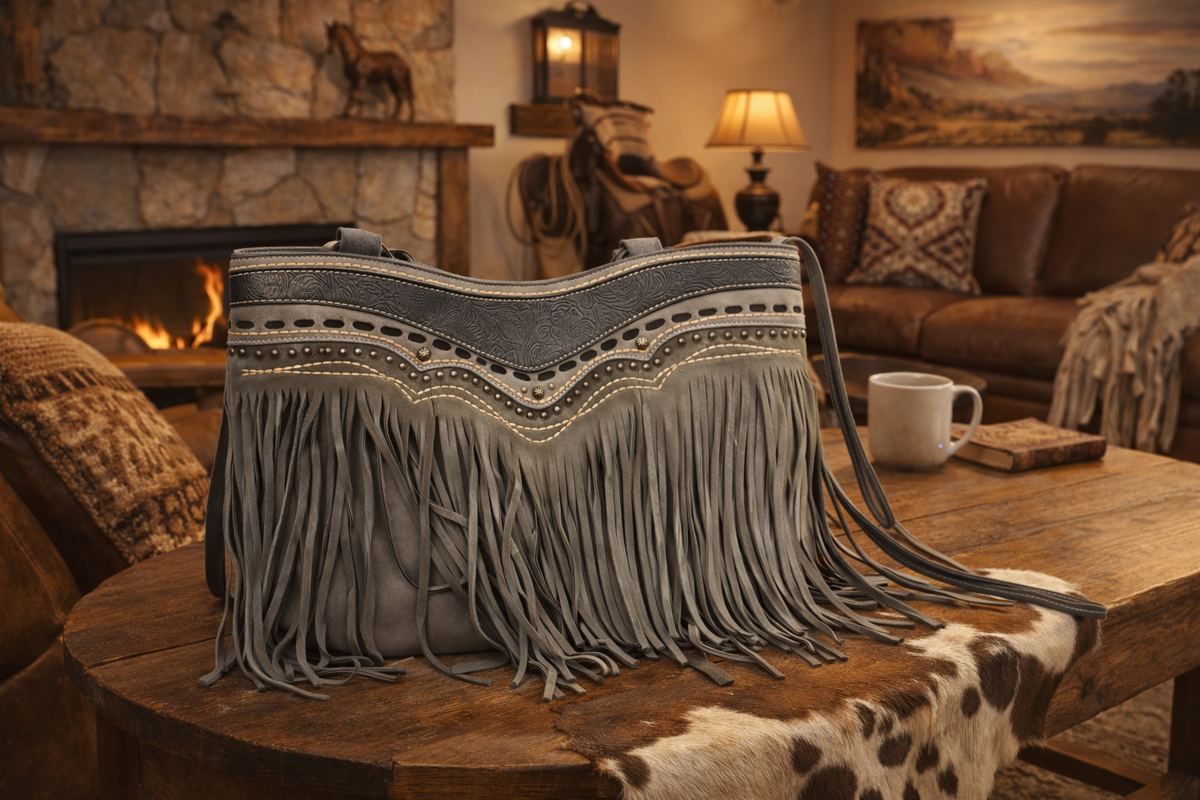Beautiful Gray Suede Purse