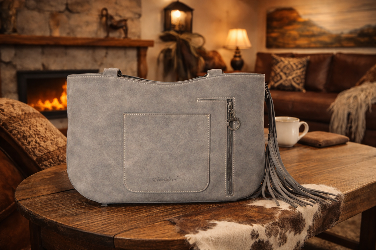 Beautiful Gray Suede Purse