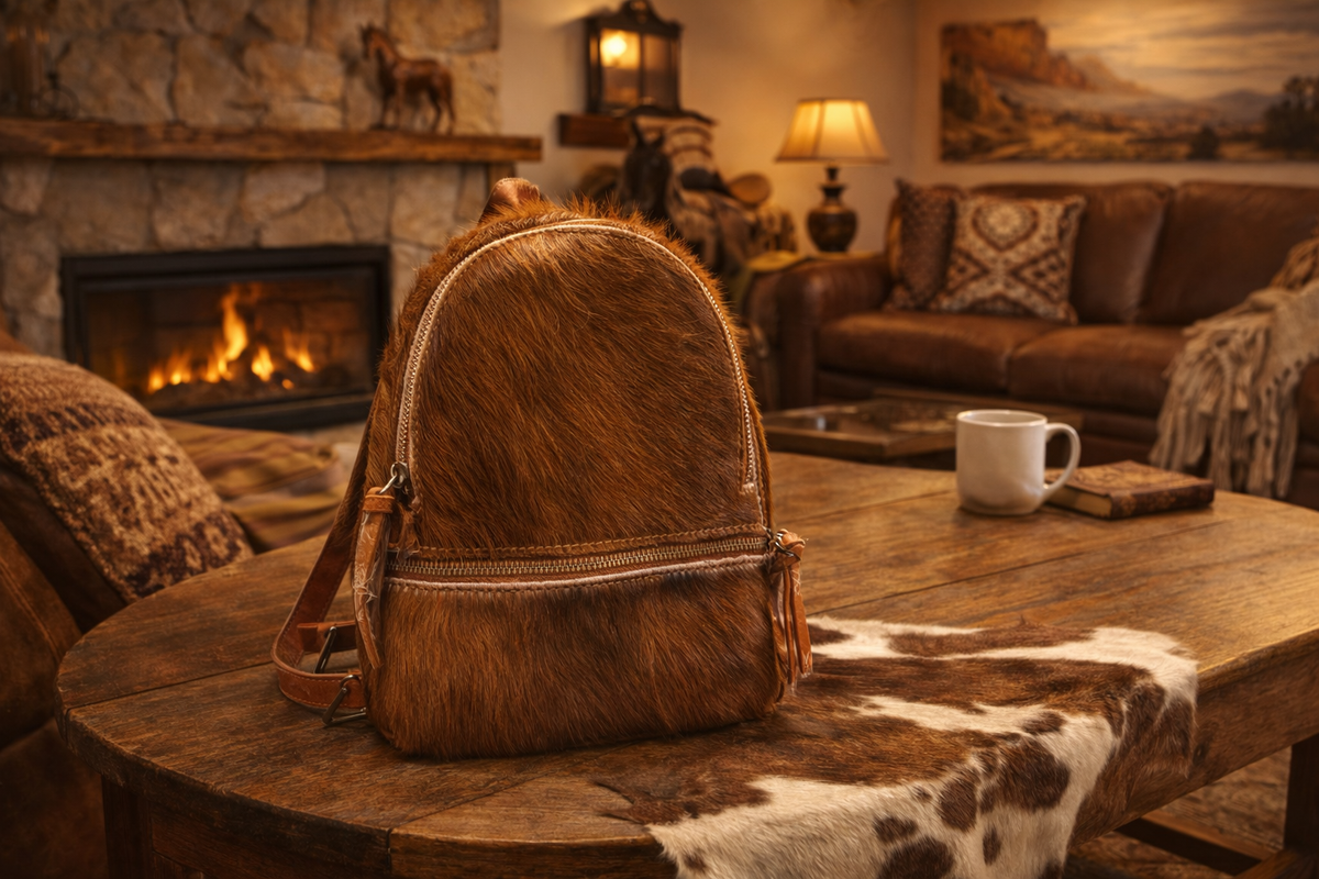 Beautiful Red Cowhide Backpack Purse
