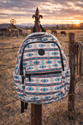 Aztec print blue backpack